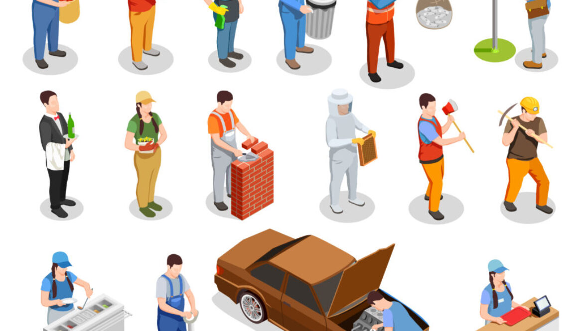 Worker Professions Isometric People